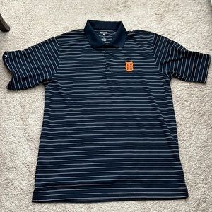 Antigua Detroit tigers, striped polo shirt